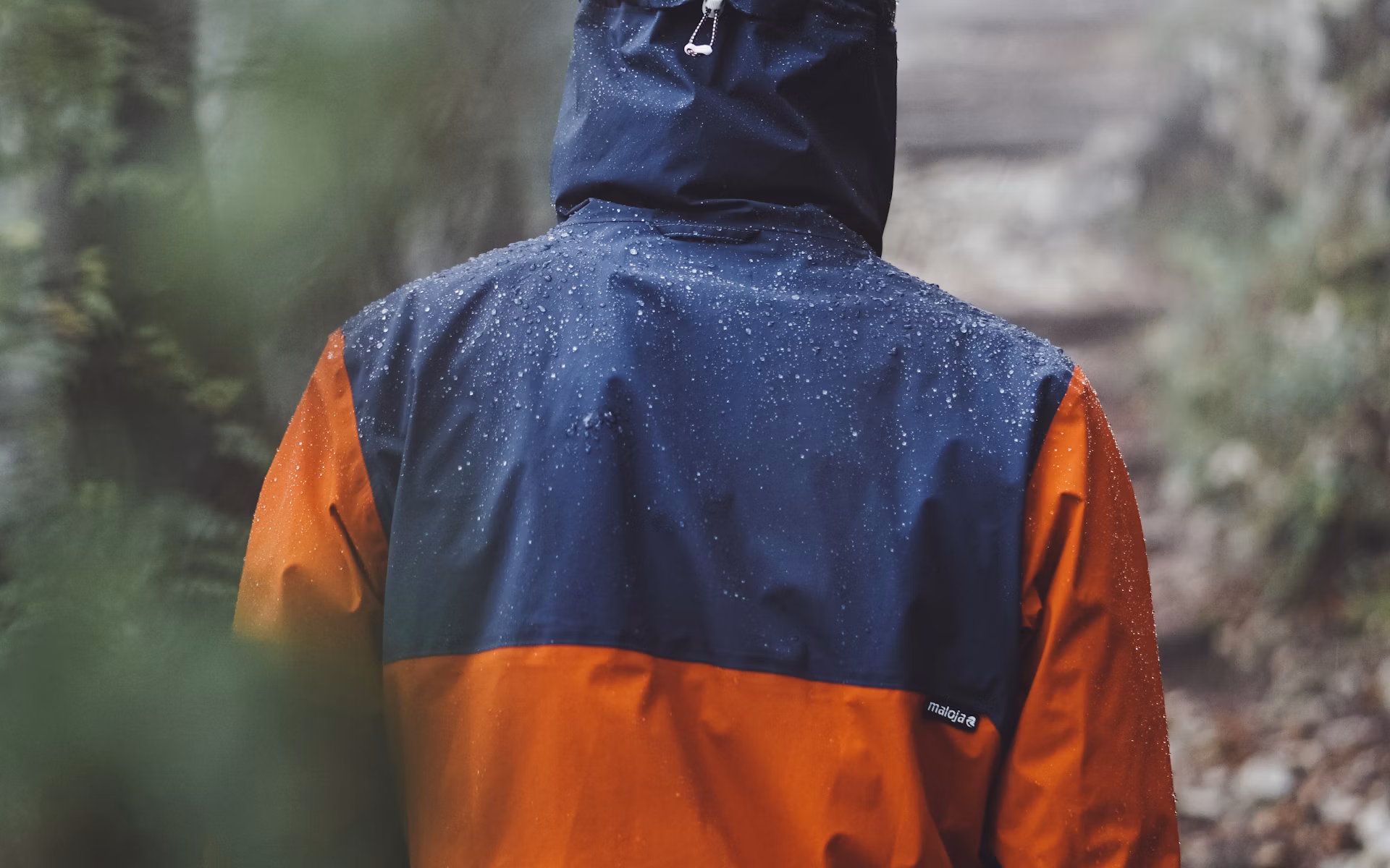 Technical waterproof outerwear in the rain